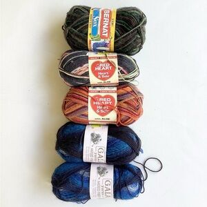 Yarn Sox Bernat Red Heart Gala Blue Orange Brown Green
